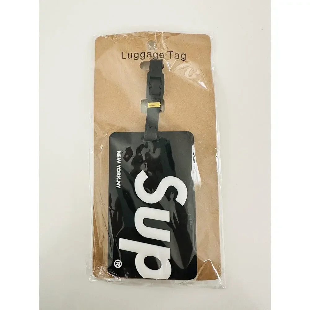 Supreme Black Classic Logo Card Holder Travel Bag Luggage Tag